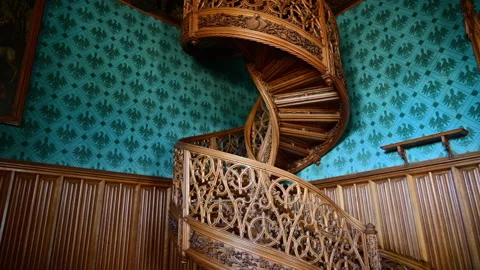 Lednice, Czech Republic - July 19, 2026: An ornate carved wooden spiral Stock Footage 342296029