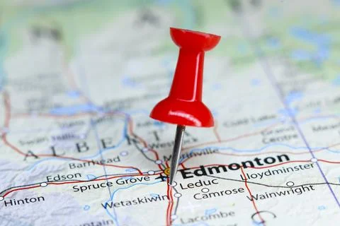 Leduc, Canada pin on map Stock Photos