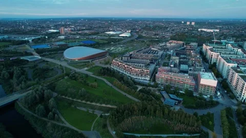 Lee Valley VeloPark  cycling centre on Queen Elizabeth Olympic Park Stock Footage 164270184