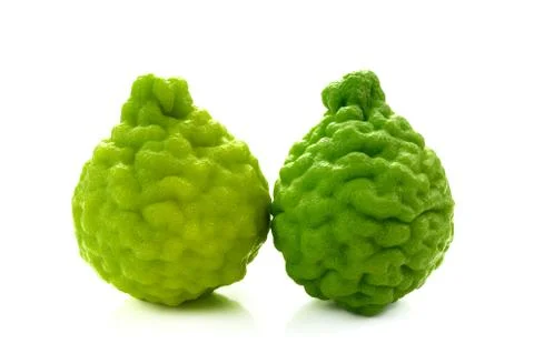 Leech lime on white background. Herb for asian food ingredient or hair treatm Stock Photos