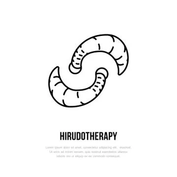 Leech therapy vector line icon. Hirudotherapy flat logo. Alternative medicine Illustrazione stock