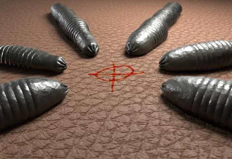 Leech worms targeting on human skin 3d illustration Stock Illustration
