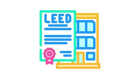 Leed certification green building color icon animation Stock Footage 327260444