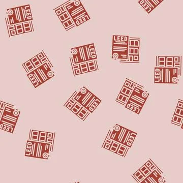 Leed certification green building glyph vector seamless pattern Stock Illustration