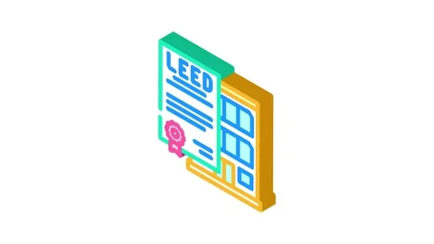 Leed certification green building isometric icon animation Stock Footage 327281566