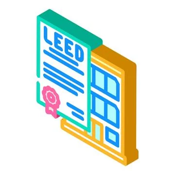 Leed certification green building isometric icon vector illustration Stock Illustration