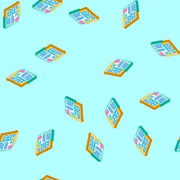Leed certification green building isometric icon seamless pattern Stock Illustration