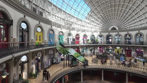 Leeds Corn Exchange - Interior View of Victorian Trading Hall Stock Footage 338218425