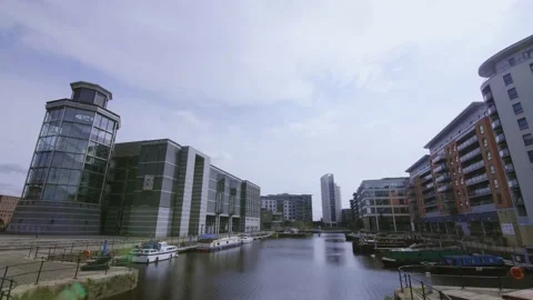 Leeds Dock (formerly Clarence Dock) Timelapse Stock Footage