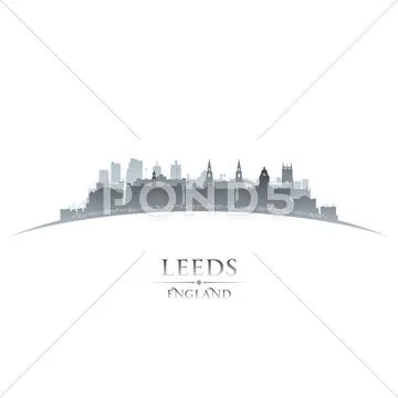 Leeds england city skyline silhouette white background: Royalty Free ...