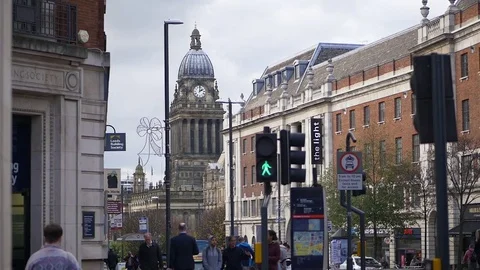Leeds Town Hall Clock Tower Landmark Yorkshire Stock Footage 81813169