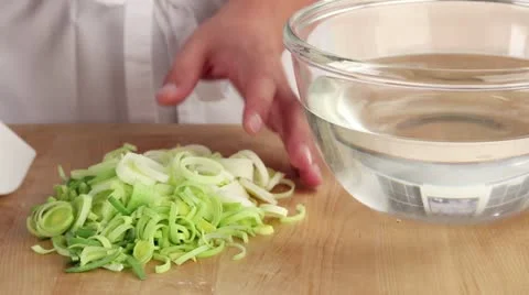 Leek being blanched Stock-Footage 24671517