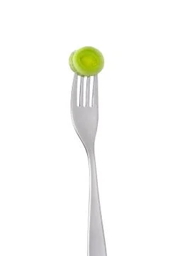 Leek on a fork isolated Stock Photos