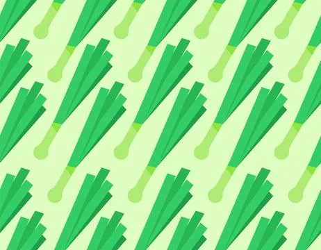 Leek isolated pattern seamless. Fresh vegetable herbaceous plant in cartoon.. 스톡 일러스트