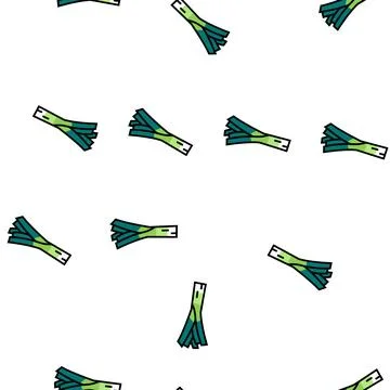 Leek onion leaves vector seamless pattern Stock Illustration