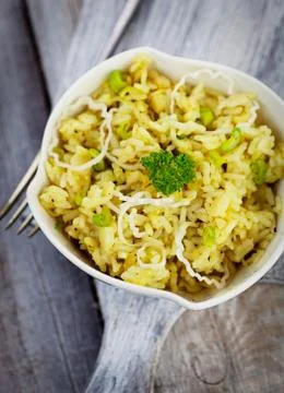 Leek risotto with garnish Stock Photos