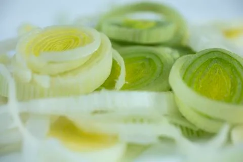 Leeks sliced in thin rings Stock Photos