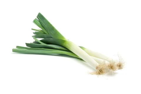 Leeks on white background Stock Photos