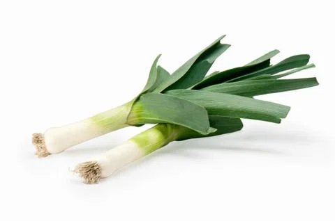 Leeks on a white background Stock Photos