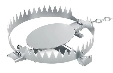 Leere Bärenfalle, 3D-Rendering Empty bear trap, 3D rendering isolated on w.. Stock Photos