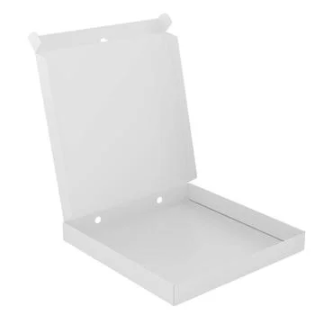 Leere Pizzaschachtel, 3D-Rendering Empty Pizza Box, 3D rendering isolated ... Stock Photos