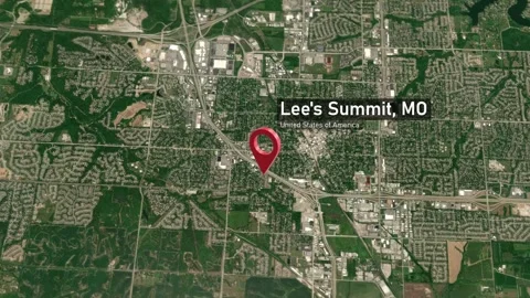 Lee's Summit City Map Zoom (MO, USA) from Space to Earth Video stock 295802160