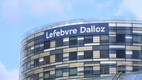 Lefebvre Dalloz head office building in La Defense district in Paris, France Stock Footage 255391586