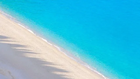 Lefkada -Idyllic Shore Beach With Turquoise Water Stock Footage