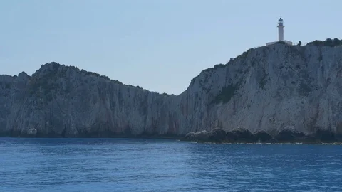 Lefkada Island Lighthouse Stock Footage 77355784