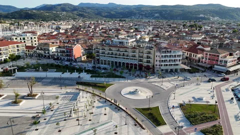 Lefkada Town aerial. Stock Footage 310554203