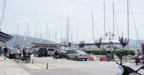 Lefkada town during summer daytime. Stock Footage 156415386