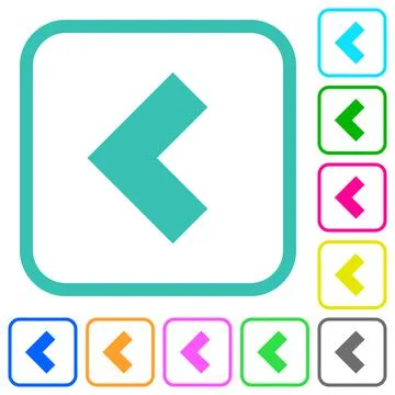 Left 90 degrees angle arrow solid vivid colored flat icons Stock Illustration