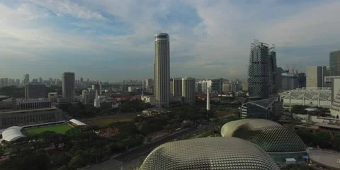 Left aerial sweep over esplanade Stock Footage 56741386