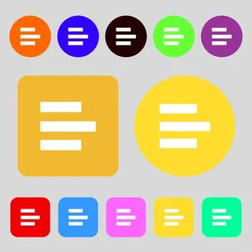 Left-aligned icon sign. 12 colored buttons. Flat design. Vector イラスト素材