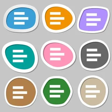 Left-aligned icon sign. Multicolored paper stickers. Stock Illustration