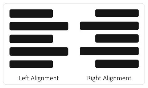 Left Alignment and Right Alignment Stock Illustration