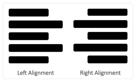 Left Alignment and Right Alignment Stock Illustration