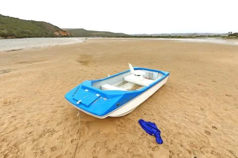 Left alone on a sandy river bed Stock Photos
