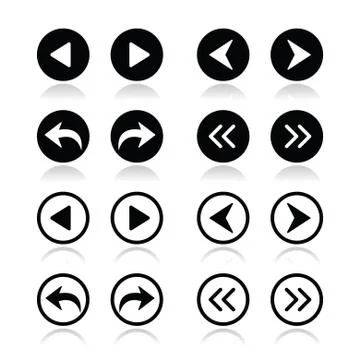 Left and right arrows round icons set Illustrazione stock