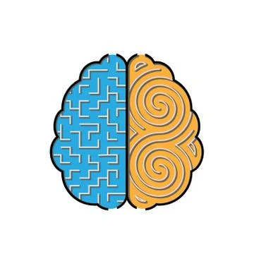 Left and right brain with mazes inside concept Stock Illustration