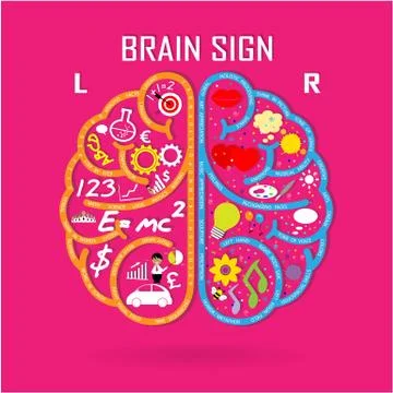 Left and right brain symbol,creativity sign,business symbol,knowledge and edu Stock Illustration