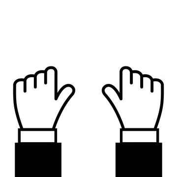 Left and right hands icon cursor isolated on white Stock Illustration