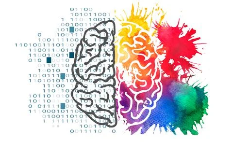 Left and right hemisphere of human brain watercolor illustration Stock-Illustration