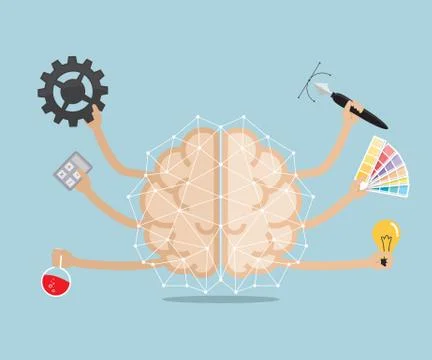 Left and right human  brain vector illustration Stock Illustration