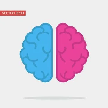 Left and right human Creative brain vector flat Stock Illustration