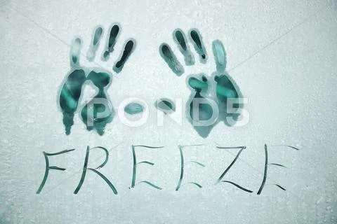 Left and right human prints in the snow Stock Illustration
