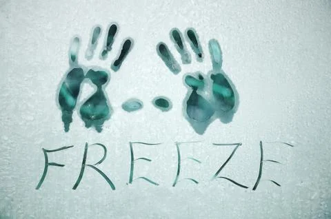 Left and right human prints in the snow Stock Illustration