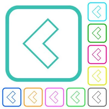 Left angle arrow outline vivid colored flat icons Stock Illustration