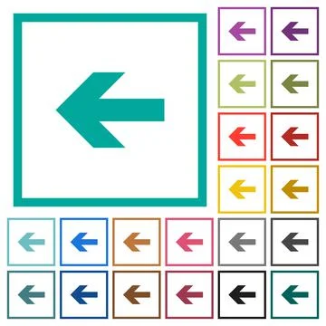 Left arrow flat color icons with quadrant frames Stockillustratie