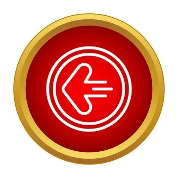 Left arrow icon in red circle 库存插图